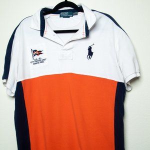 Polo by Ralph Lauren Orange and Blue Polo Shirt XL
